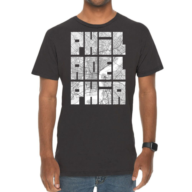 Philadelphia Usa City Map Typography Light Vintage T-shirt | Artistshot