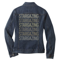 Gray Text Art Stargazing Stargaze Nature Ladies Denim Jacket | Artistshot