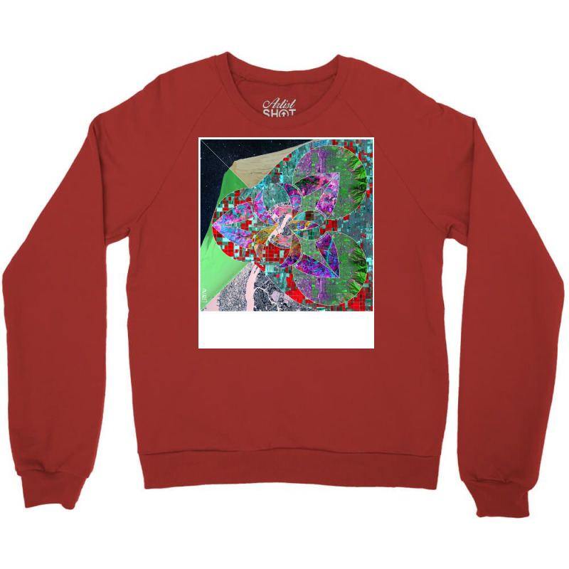 Satellite City In Urban Global Map Collage Art 70s Crewneck Sweatshirt | Artistshot