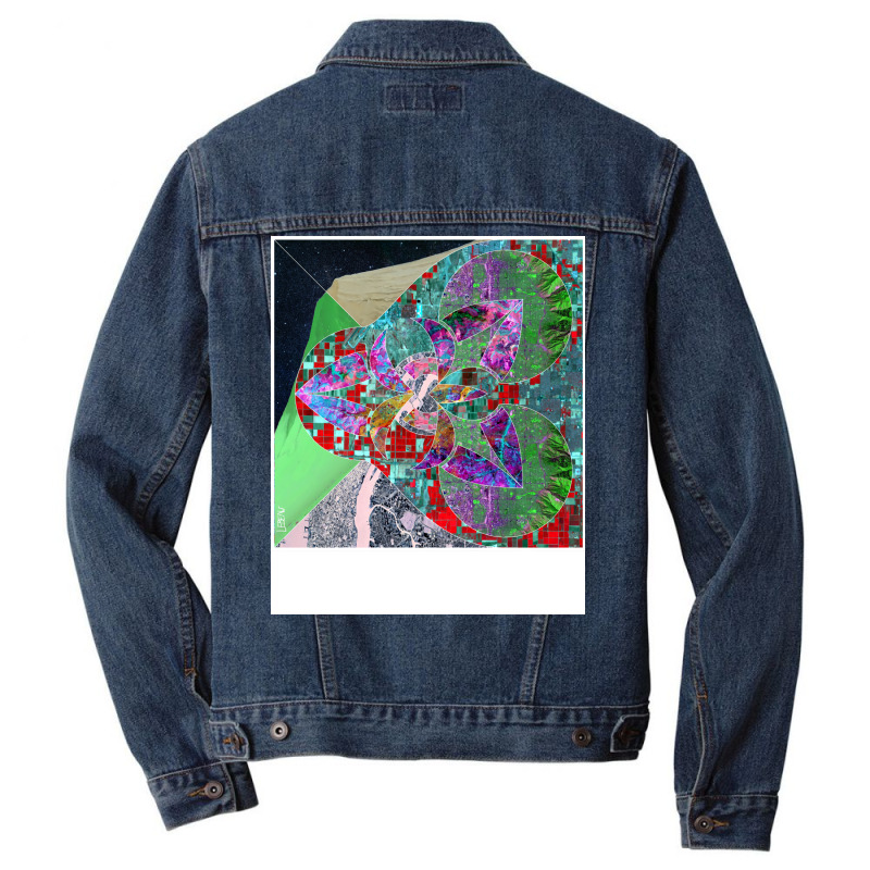 Satellite City In Urban Global Map Collage Art 70s Men Denim Jacket | Artistshot