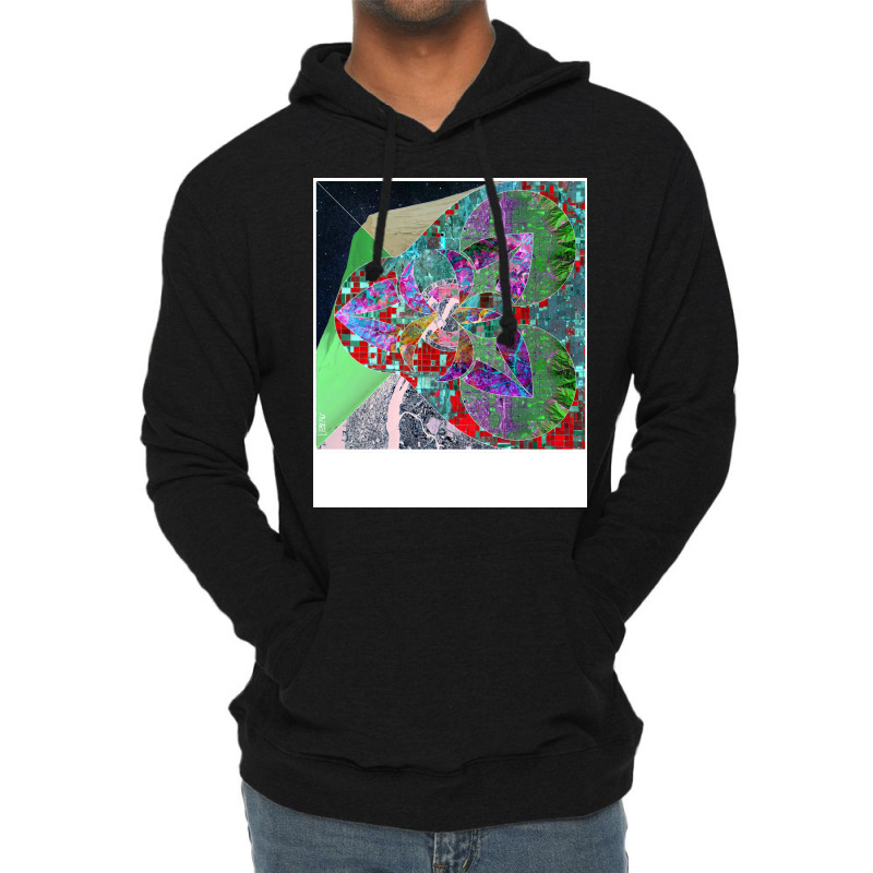 Satellite City In Urban Global Map Collage Art 70s Lightweight Hoodie | Artistshot