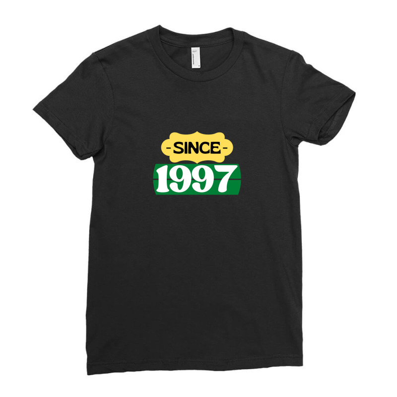 Since 1997 Birthday Retro Black Yellow Green White Ladies Fitted T-Shirt by PatrickDougherty | Artistshot