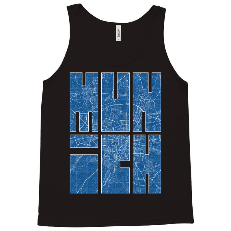 Munich Germany City Map Typography Blueprint Tank Top | Artistshot