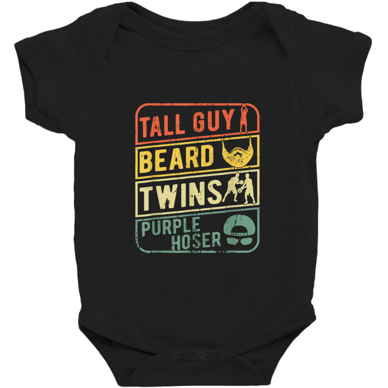 Perfect Gift For Kids Dude-tall Guy Beard Twins Purple Hoser Baby Bodysuit | Artistshot