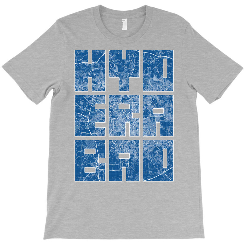 Hyderabad India City Map Typography Blueprint T-shirt | Artistshot