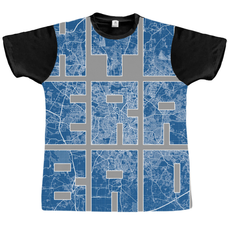 Hyderabad India City Map Typography Blueprint Graphic T-shirt | Artistshot