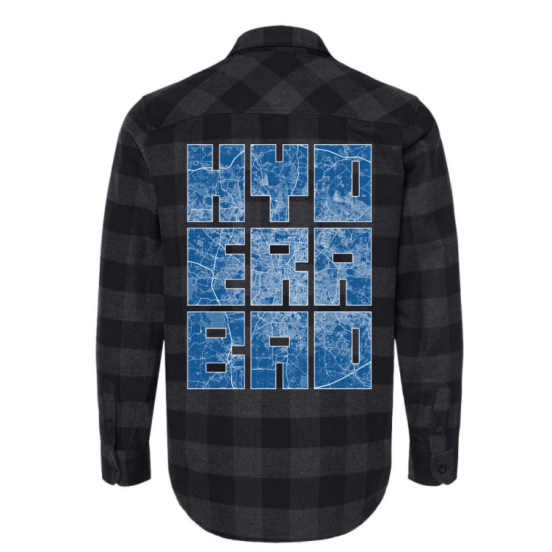 Hyderabad India City Map Typography Blueprint Flannel Shirt | Artistshot