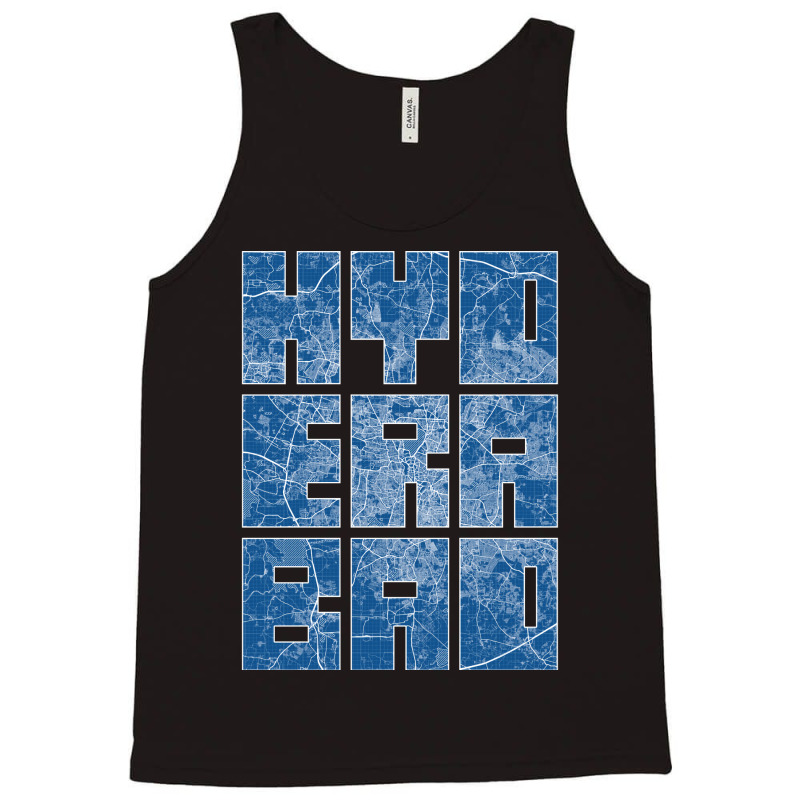 Hyderabad India City Map Typography Blueprint Tank Top | Artistshot