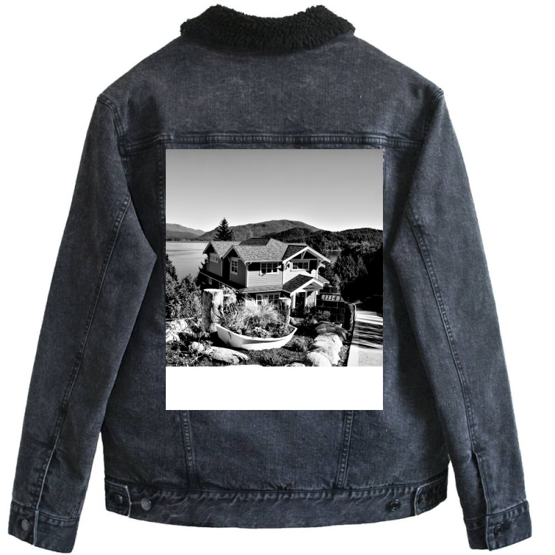 Black And White Landscape Love Unisex Sherpa-lined Denim Jacket | Artistshot