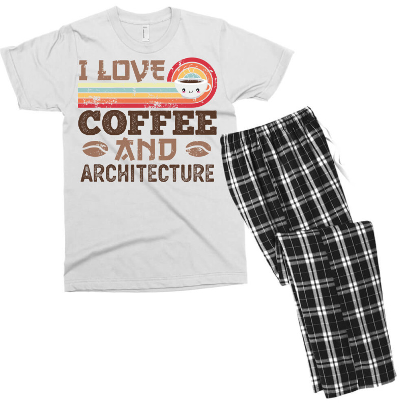 I Love Coffee And Architecture Retro Sunset Gift Quote Men's T-shirt Pajama Set | Artistshot