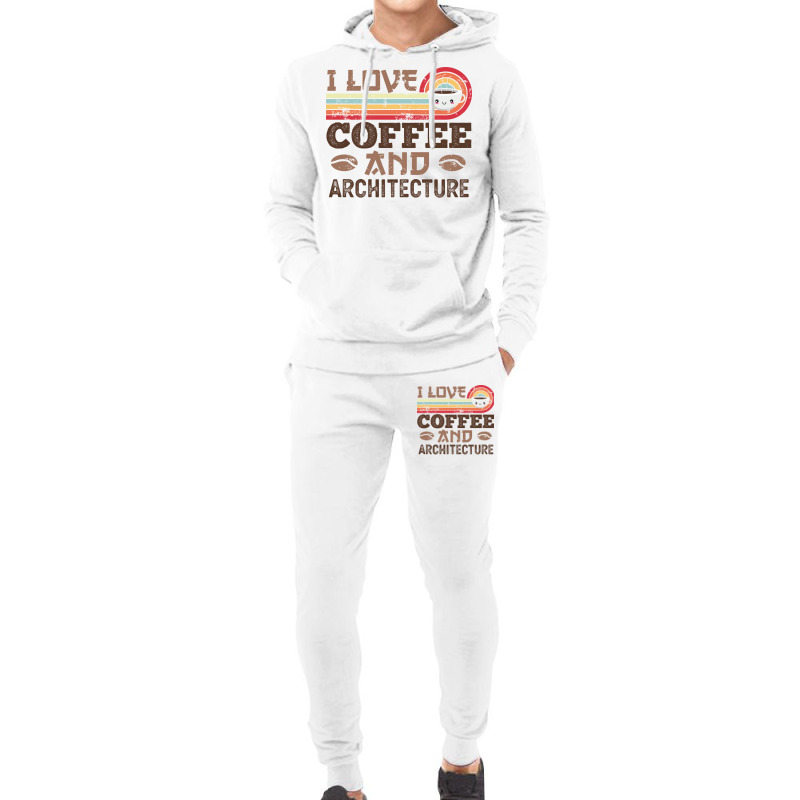 I Love Coffee And Architecture Retro Sunset Gift Quote Hoodie & Jogger Set | Artistshot