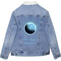 The Moon Calls Me Red Unisex Sherpa-lined Denim Jacket | Artistshot