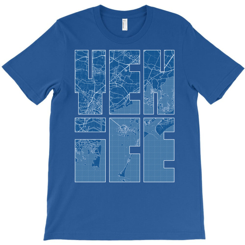 Venice Italy City Map Typography Blueprint T-shirt | Artistshot