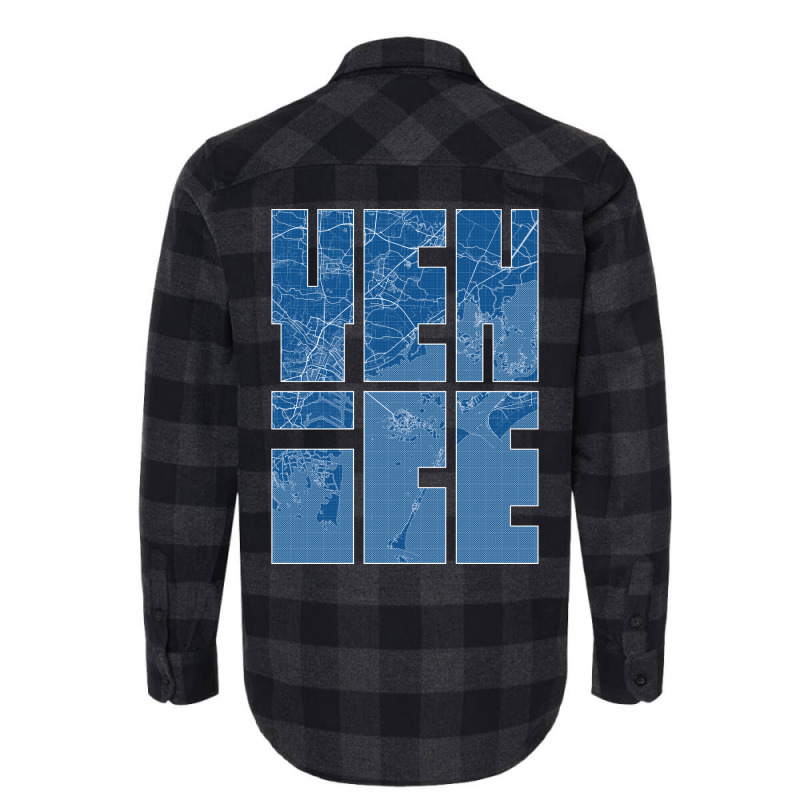 Venice Italy City Map Typography Blueprint Flannel Shirt | Artistshot