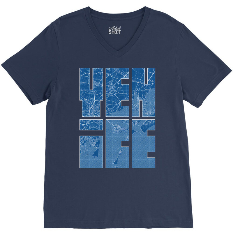 Venice Italy City Map Typography Blueprint V-neck Tee | Artistshot