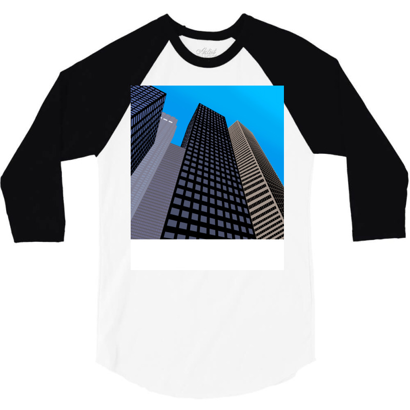 City Buildings And Blue Sky Summer 3/4 Sleeve Shirt | Artistshot