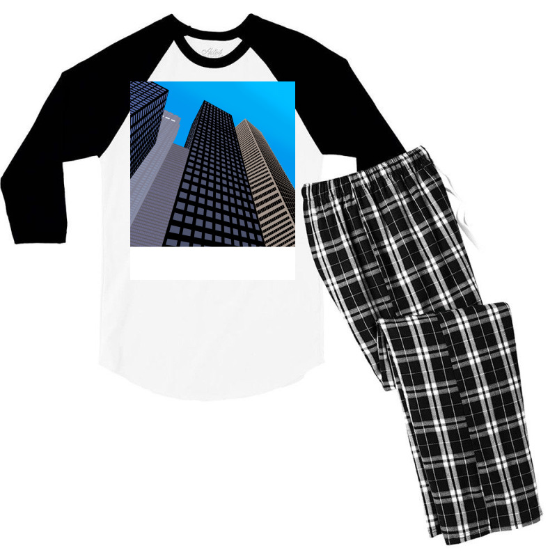 City Buildings And Blue Sky Summer Men's 3/4 Sleeve Pajama Set | Artistshot