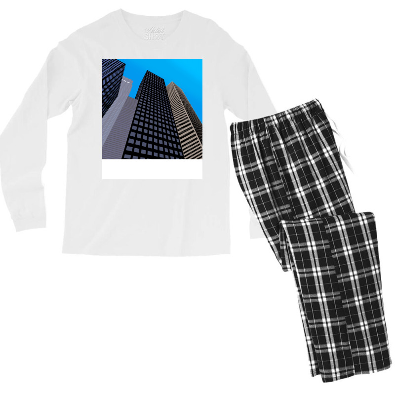 City Buildings And Blue Sky Summer Men's Long Sleeve Pajama Set | Artistshot