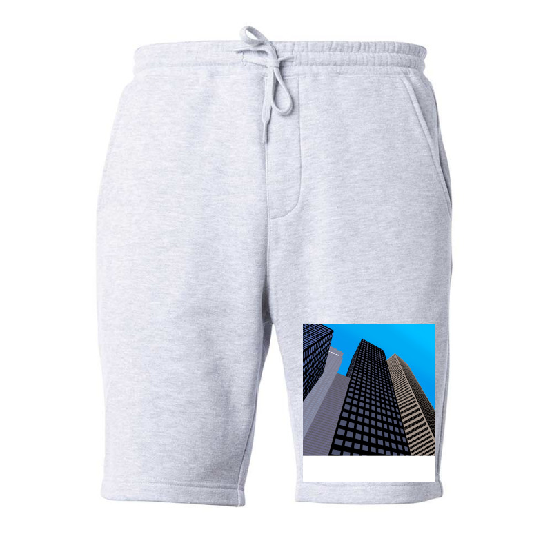 City Buildings And Blue Sky Summer Fleece Short | Artistshot