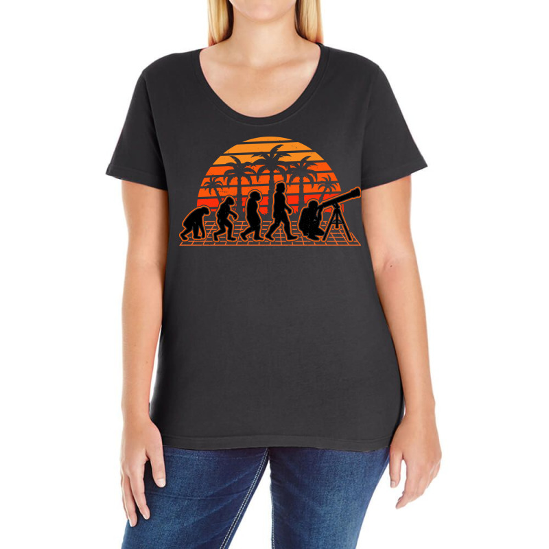 Astronomy Evolution Sunset Telescope Astrophysics Hipster Ladies Curvy T-Shirt by atibadarzerf | Artistshot