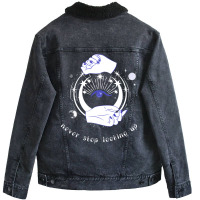 Esoteric Spiritual Astrology Galaxy Mystical Girl Unisex Sherpa-lined Denim Jacket | Artistshot