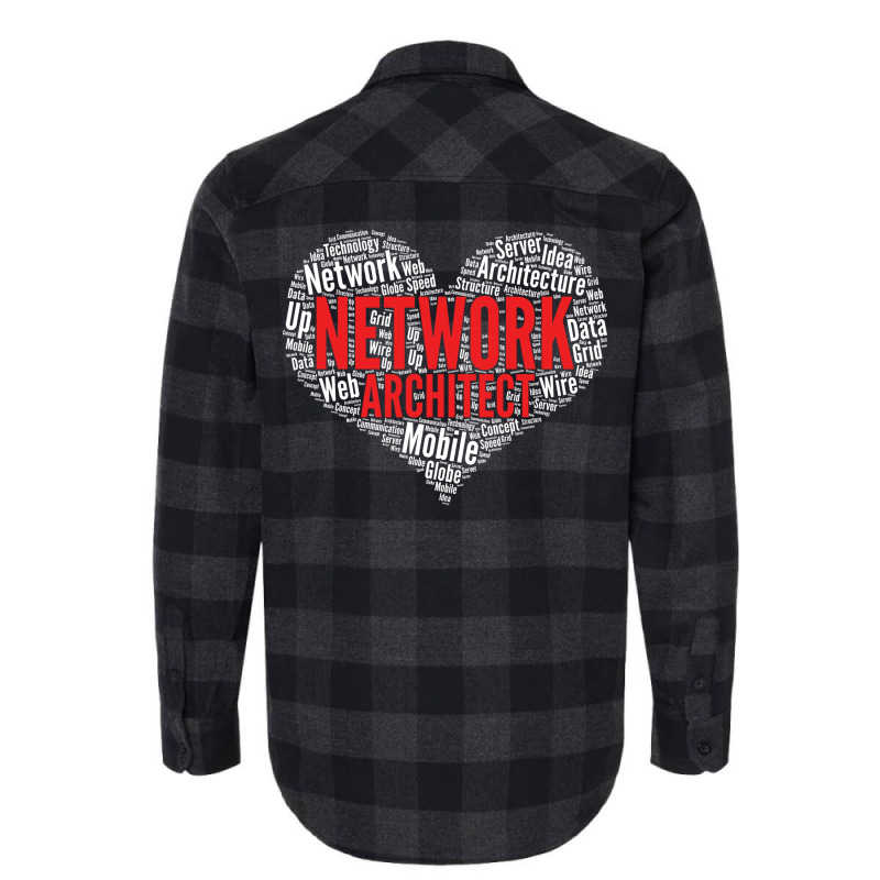 Network Architect Heart Shape Word Cloud Design Design Yellow Flannel Shirt | Artistshot