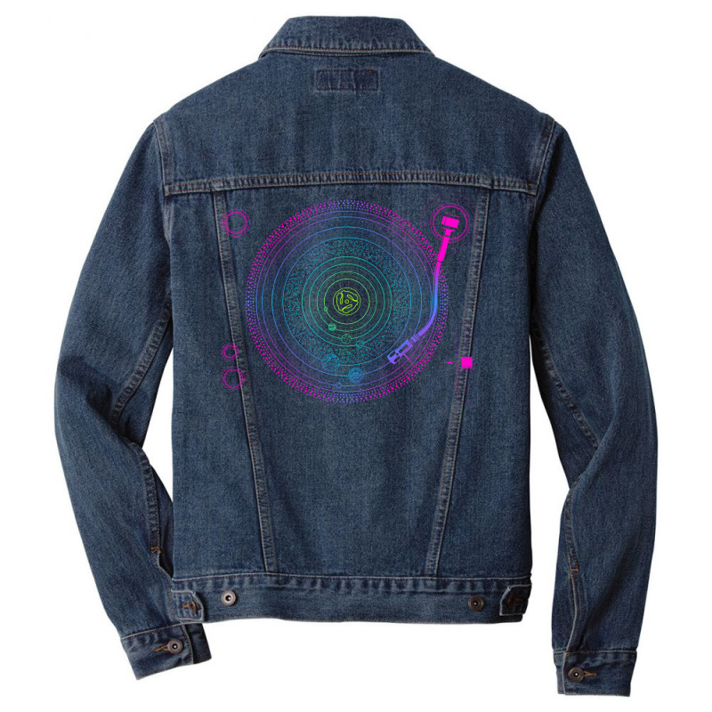 Space Dj Solar System Turntable Electronic Dance Music Edm Product Men Denim Jacket | Artistshot