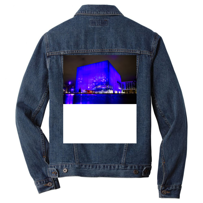 Copenhagen Modern Architecture Blue Lights Music Men Denim Jacket | Artistshot