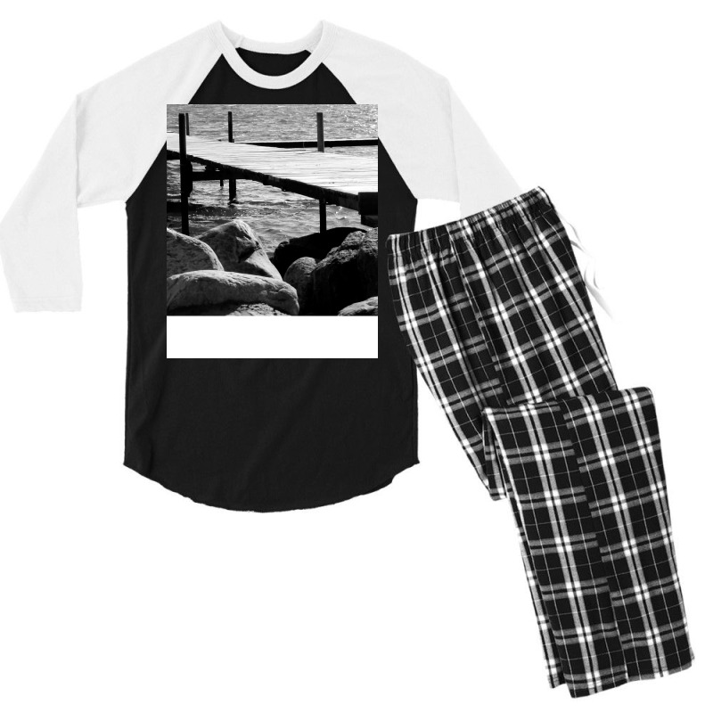 Black And White Landscape Cool Men's 3/4 Sleeve Pajama Set | Artistshot