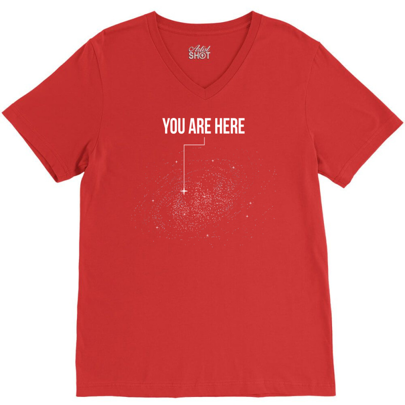 You Are Here Solar System Moon Space Hippie Yellow V-neck Tee | Artistshot