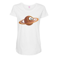 Saturn Bite Planet Space Lover Cute Retro Maternity Scoop Neck T-shirt | Artistshot