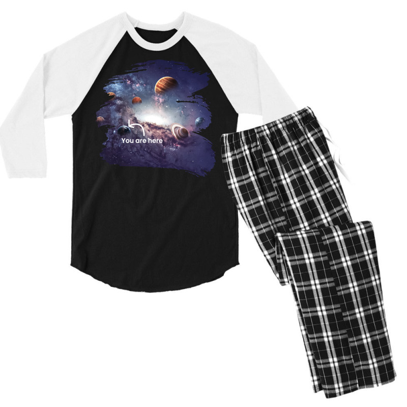 You Are Here Solar System Moon Space Girl Men's 3/4 Sleeve Pajama Set | Artistshot