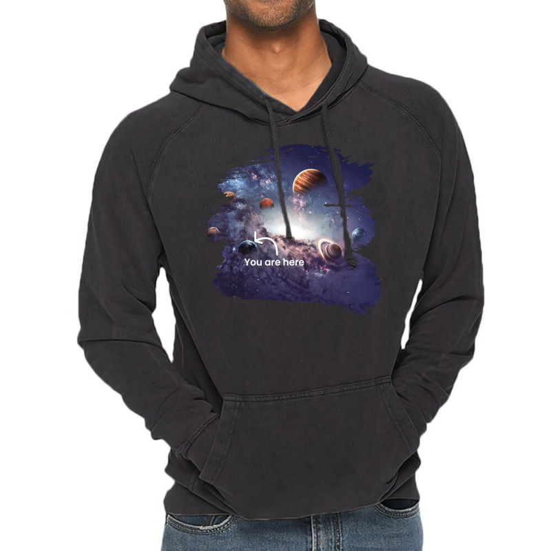 You Are Here Solar System Moon Space Girl Vintage Hoodie | Artistshot