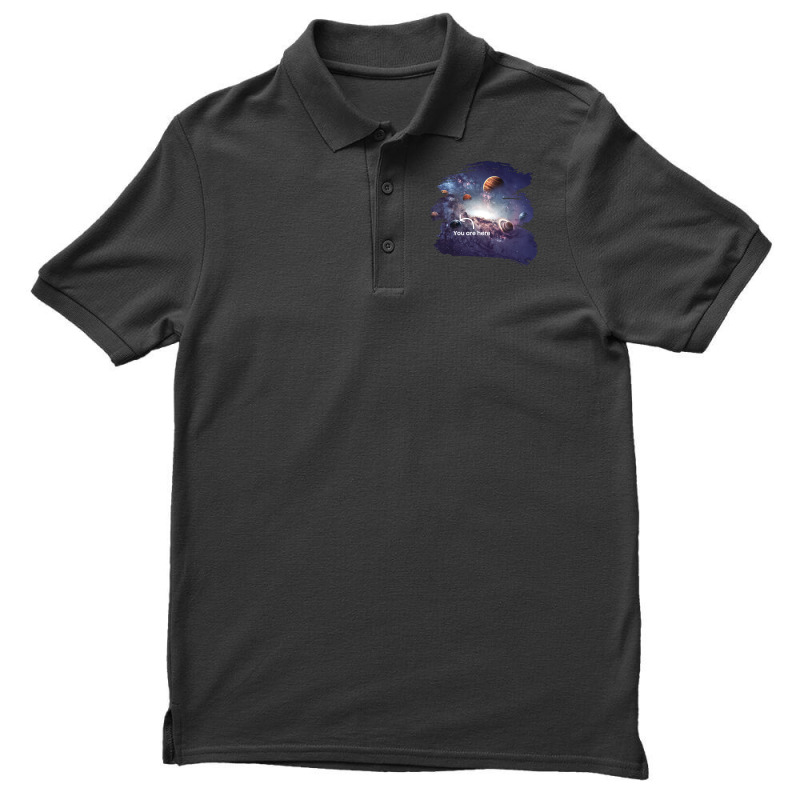 You Are Here Solar System Moon Space Girl Men's Polo Shirt | Artistshot