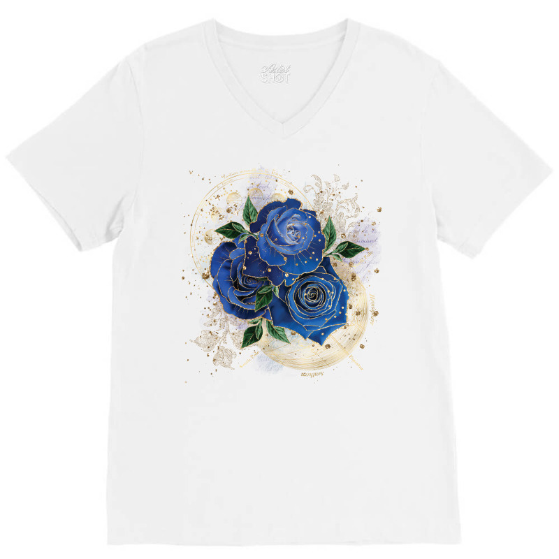 Girly Collage Midnight Blue V-neck Tee | Artistshot