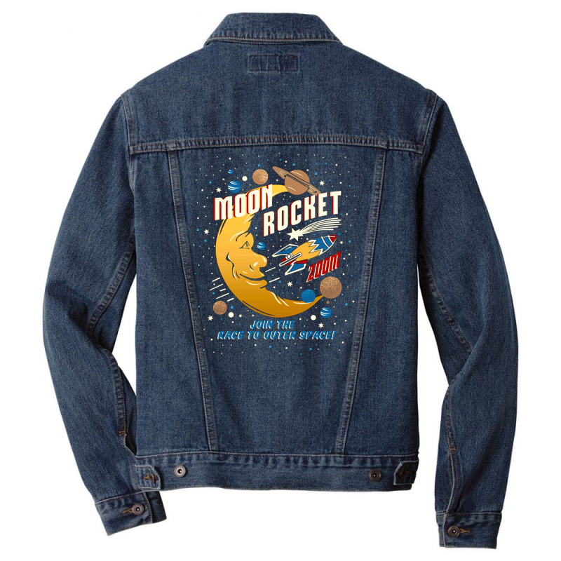 Moon Rocket Vintage Men Denim Jacket | Artistshot