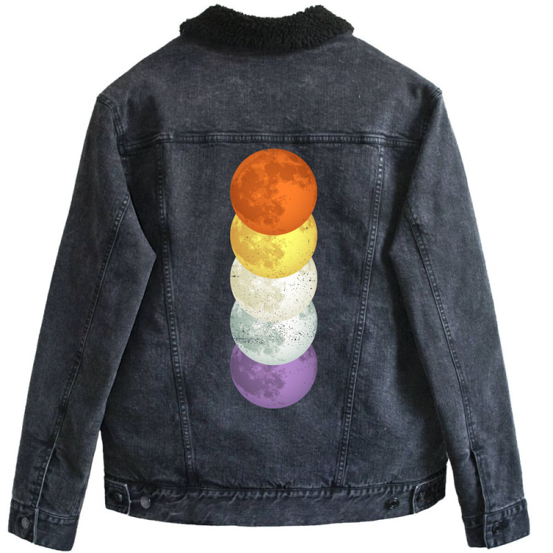 Moon Lunar Space Lover Solar System Green Unisex Sherpa-lined Denim Jacket | Artistshot