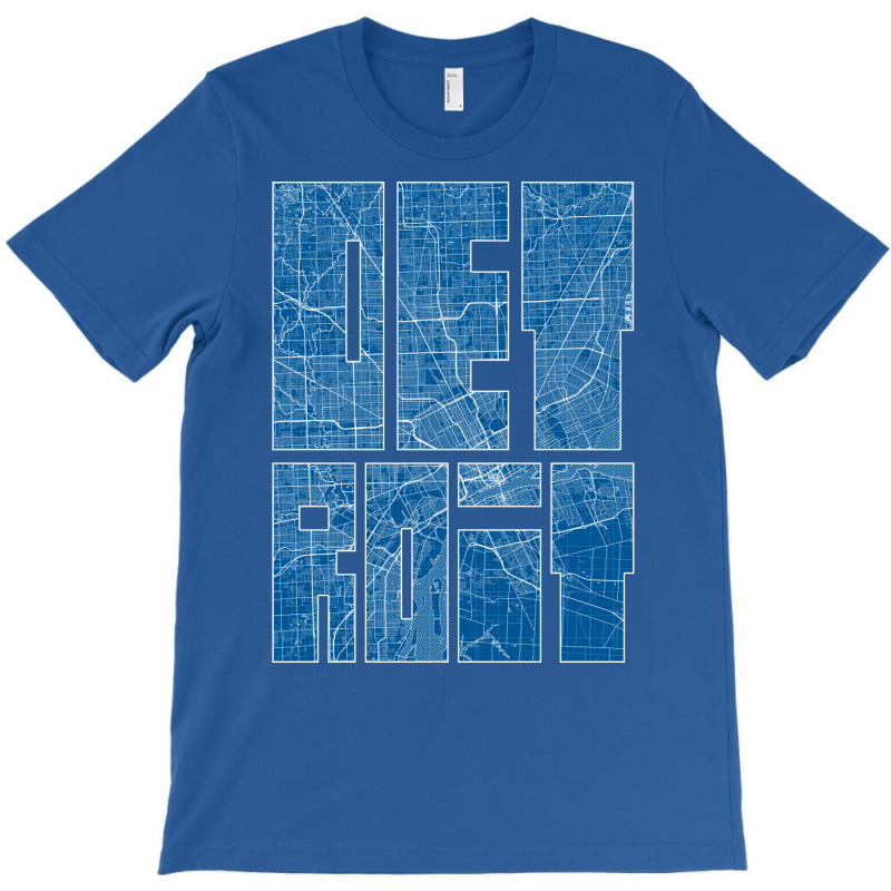 Detroit Michigan Usa Map Typography Blueprint T-shirt | Artistshot