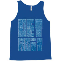 Detroit Michigan Usa Map Typography Blueprint Tank Top | Artistshot