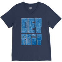 Detroit Michigan Usa Map Typography Blueprint V-neck Tee | Artistshot