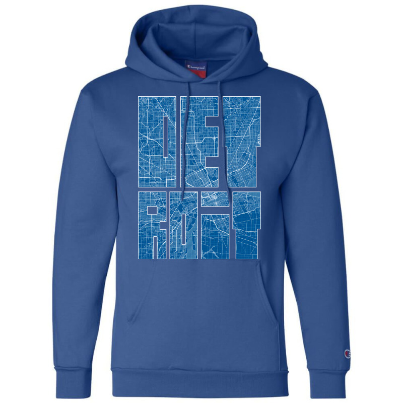 Detroit Michigan Usa Map Typography Blueprint Champion Hoodie | Artistshot