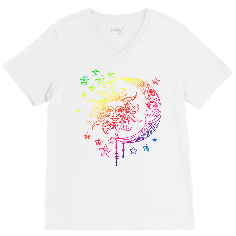 Astronomy Sun Moon Stars V-Neck Tee by thanetsadib | Artistshot