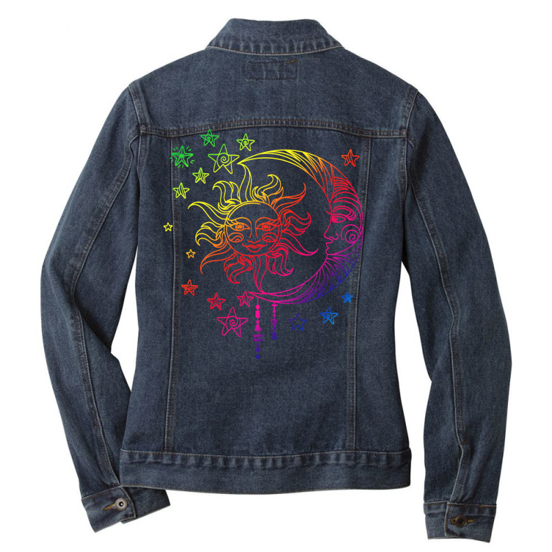 Astronomy Sun Moon Stars Ladies Denim Jacket by thanetsadib | Artistshot