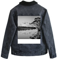 Black And White Landscape Summer Girl Unisex Sherpa-lined Denim Jacket | Artistshot