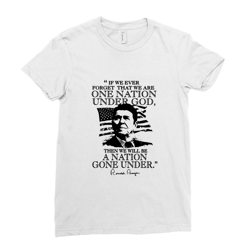 One Nation Under God Reagan Ladies Fitted T-Shirt by Suisui | Artistshot