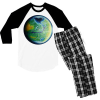 Green Terraformed Mars Oil Painting Yellow Men's 3/4 Sleeve Pajama Set | Artistshot