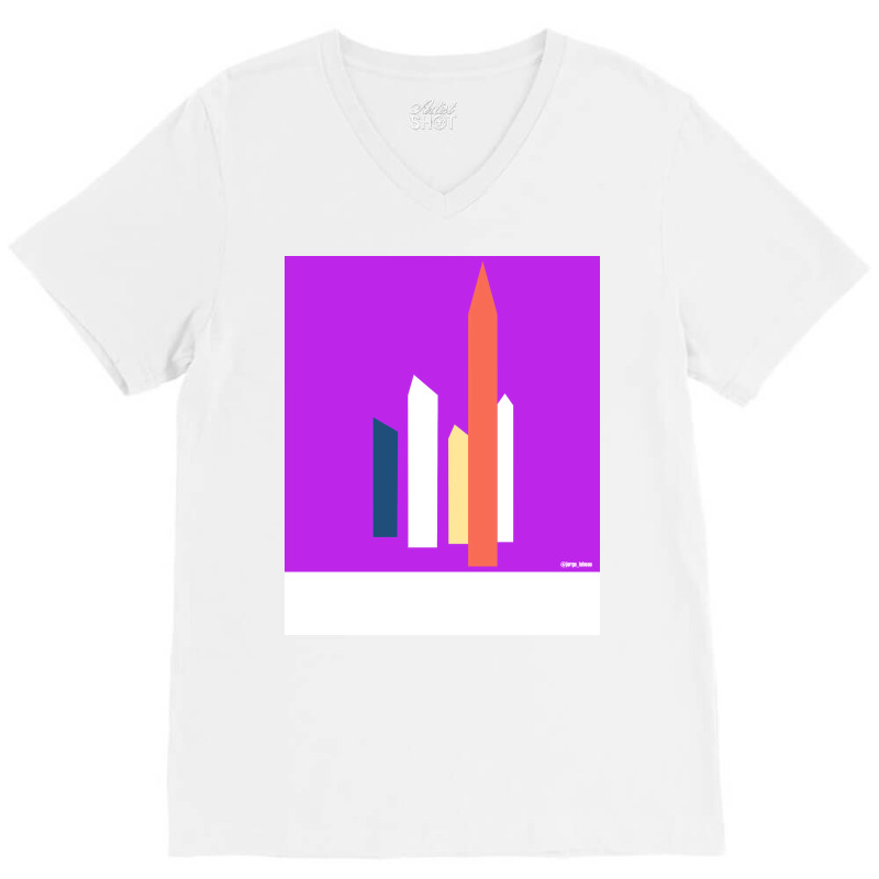 Satellite Towers Art In Mexican Landscape Wallpaper Of Modern Architec V-neck Tee | Artistshot