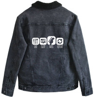 Eat Sleep Bass Music Mantra 1 Unisex Sherpa-lined Denim Jacket | Artistshot