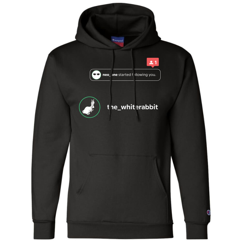 The White Rabbit Followers White Font Movie Parody Champion Hoodie | Artistshot