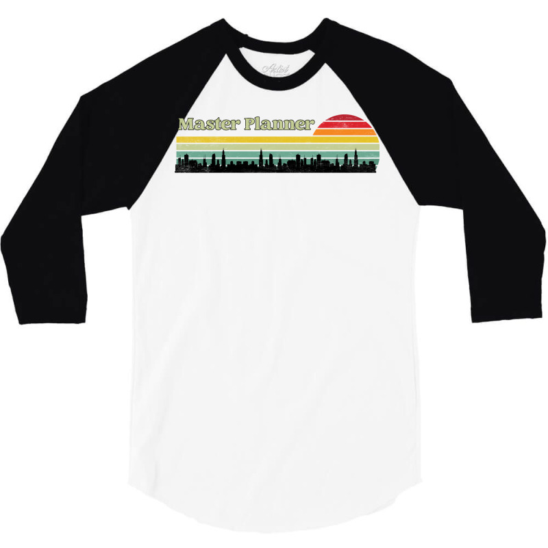 Master Planner Retro Sunset Skyline Design 3/4 Sleeve Shirt | Artistshot